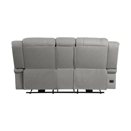 9207GRY-2PW - Power Double Reclining Love Seat with Center Console