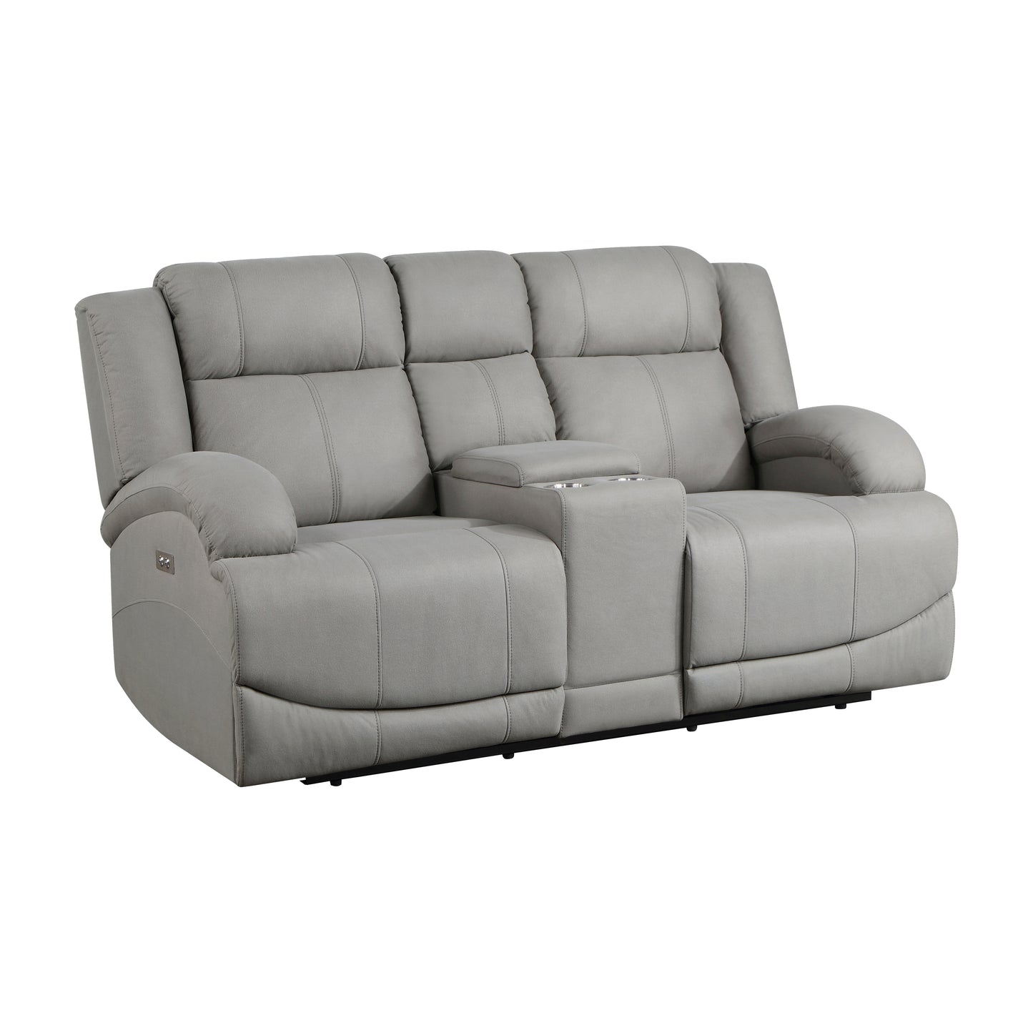 9207GRY-2PW - Power Double Reclining Love Seat with Center Console