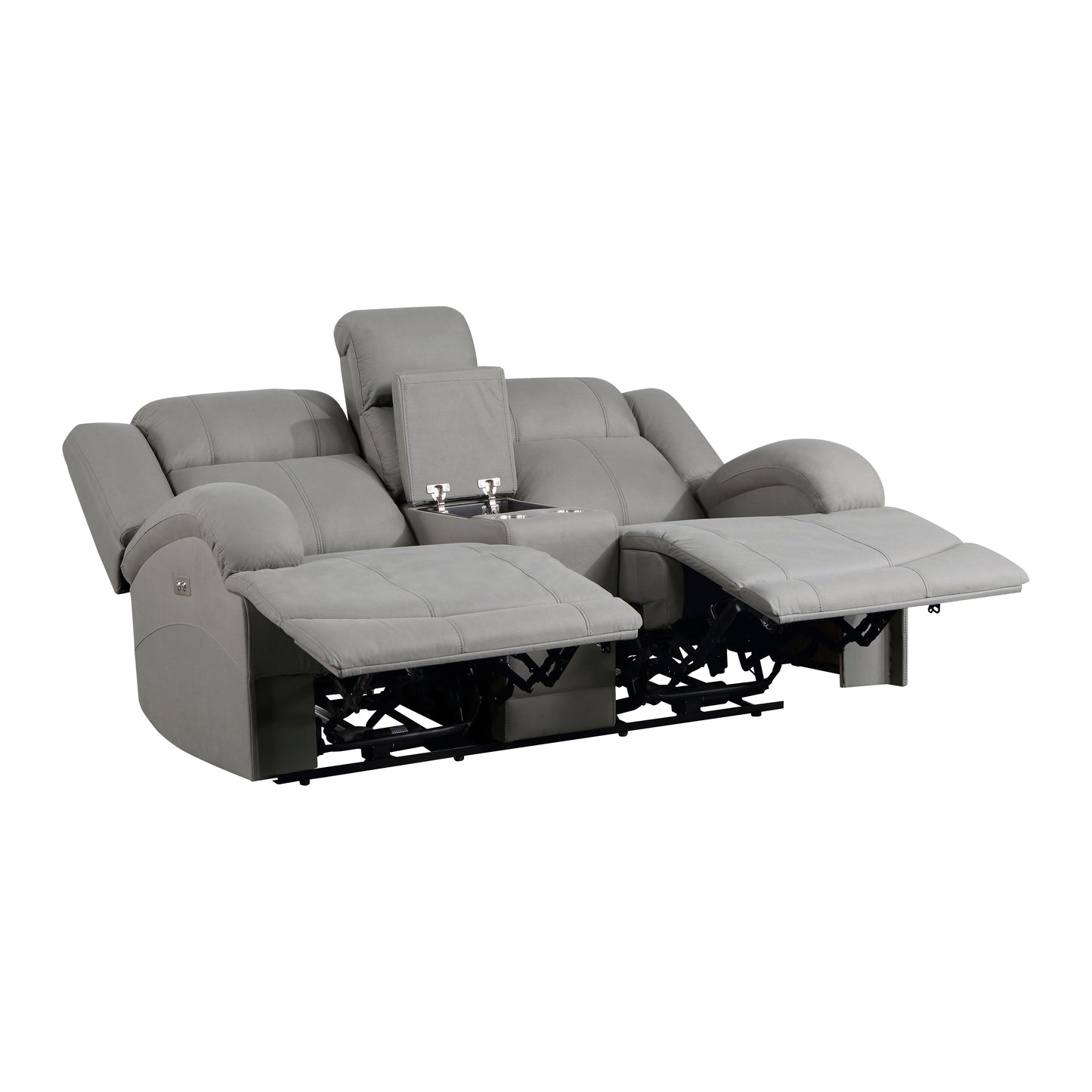 9207GRY-2PW - Power Double Reclining Love Seat with Center Console