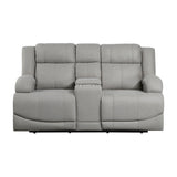 9207GRY-2PW - Power Double Reclining Love Seat with Center Console