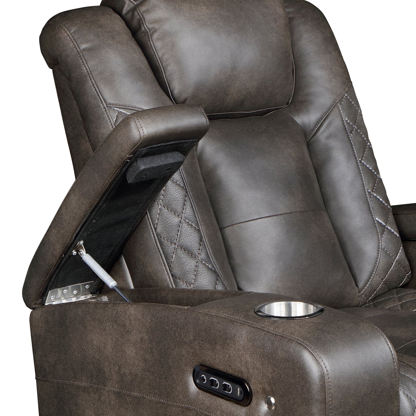 9211BRG-1PWH - Power Reclining Chair with Power Headrest and Storage Arms, Cup Holders