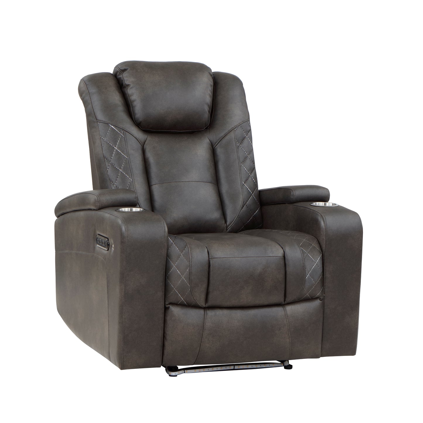 9211BRG-1PWH - Power Reclining Chair with Power Headrest and Storage Arms, Cup Holders