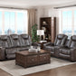 9211BRG-3PWH - Power Double Reclining Sofa with Center Drop-Down Cup Holders, Power Headrests, Storage Arms and Cup holders