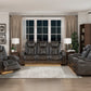 9211BRG-3PWH - Power Double Reclining Sofa with Center Drop-Down Cup Holders, Power Headrests, Storage Arms and Cup holders