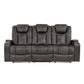 9211BRG-3PWH - Power Double Reclining Sofa with Center Drop-Down Cup Holders, Power Headrests, Storage Arms and Cup holders