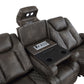 9211BRG-3PWH - Power Double Reclining Sofa with Center Drop-Down Cup Holders, Power Headrests, Storage Arms and Cup holders