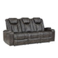 9211BRG-3PWH - Power Double Reclining Sofa with Center Drop-Down Cup Holders, Power Headrests, Storage Arms and Cup holders