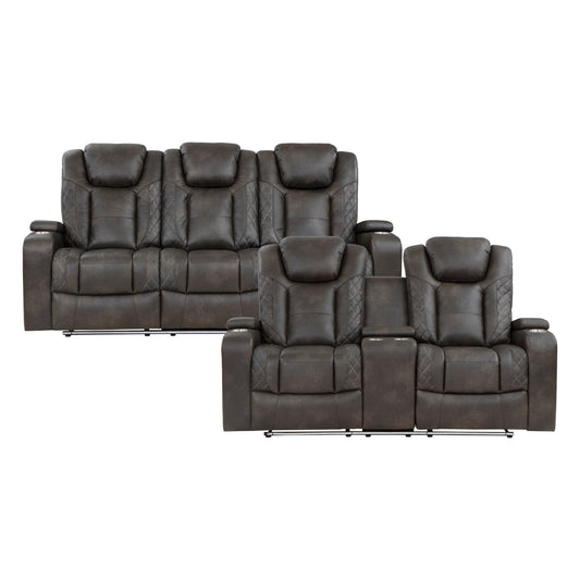 9211BRG*2PWH - 2pc Set: Sofa, Love (Power)