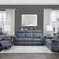 9301BUE-3 - Double Reclining Sofa with Center Drop-Down Cup Holders