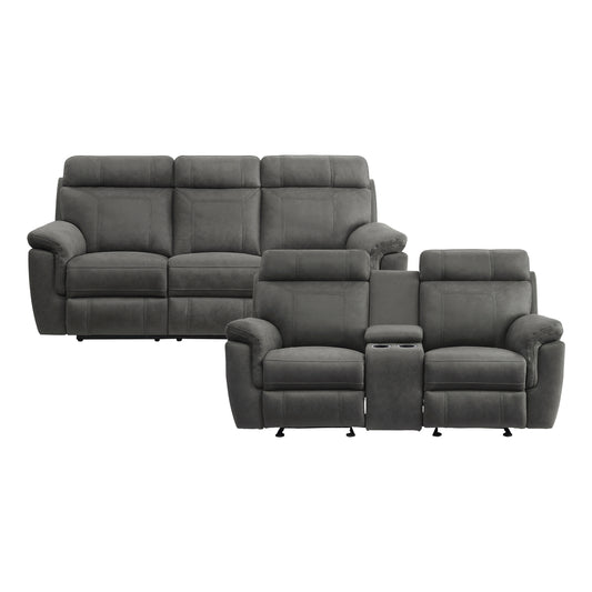 9301GRY*2 - 2pc Set: Sofa, Love