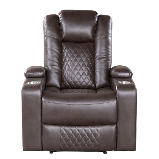 9366DB-1PWH - Power Reclining Chair with Power Headrest, Cup holders and Storage Arms