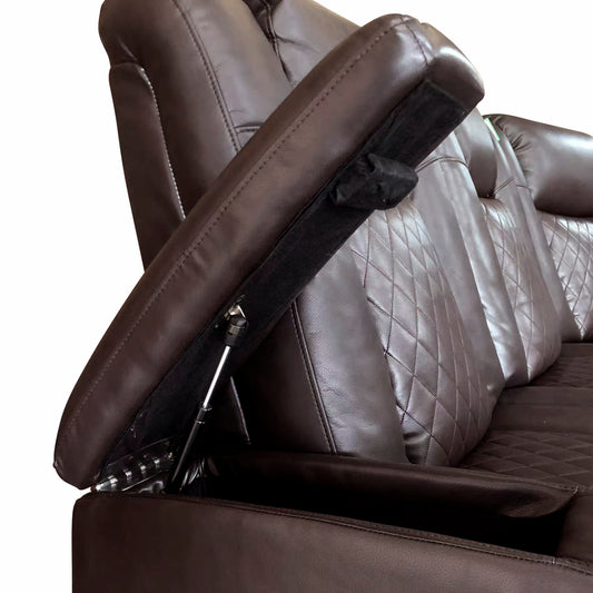 9366DB-3PWH - Power Double Reclining Sofa with Center Drop-Down Cup Holders, Power Headrests, Storage Arms, Cup holders and Reading Lights