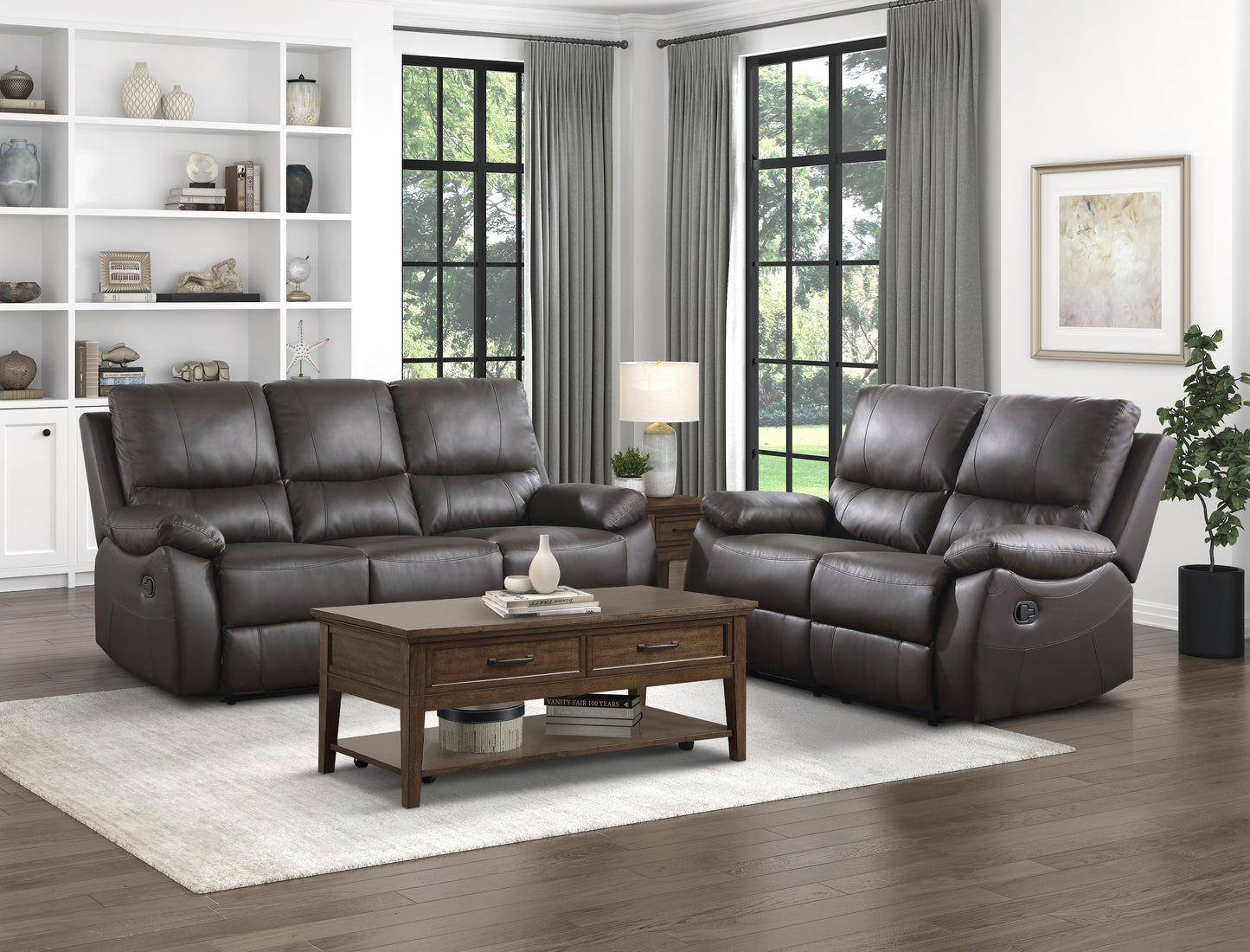 9368BRW-3 - Double Reclining Sofa