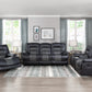 9388GRY-3 - Double Reclining Sofa with Center Drop-Down Cup Holders, Receptacles and USB Ports