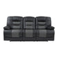 9388GRY-3 - Double Reclining Sofa with Center Drop-Down Cup Holders, Receptacles and USB Ports