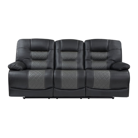 9388GRY-3 - Double Reclining Sofa with Center Drop-Down Cup Holders, Receptacles and USB Ports