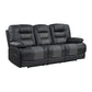 9388GRY-3 - Double Reclining Sofa with Center Drop-Down Cup Holders, Receptacles and USB Ports