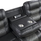 9388GRY-3 - Double Reclining Sofa with Center Drop-Down Cup Holders, Receptacles and USB Ports
