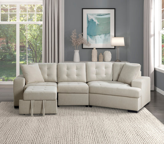 9401BEG*22LRU - (2)2-Piece Sectional with Pull-out Ottoman