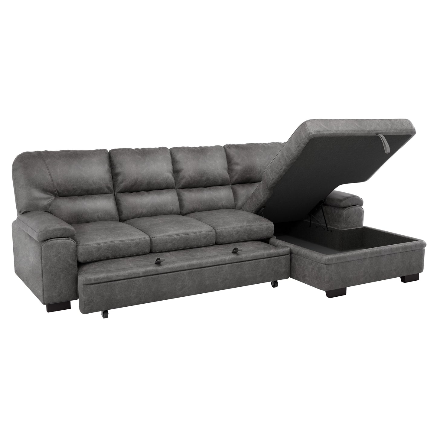 9407DG*2RC3L - (2)2-Piece Sectional with Pull-out Bed and Right Chaise with Hidden Storage