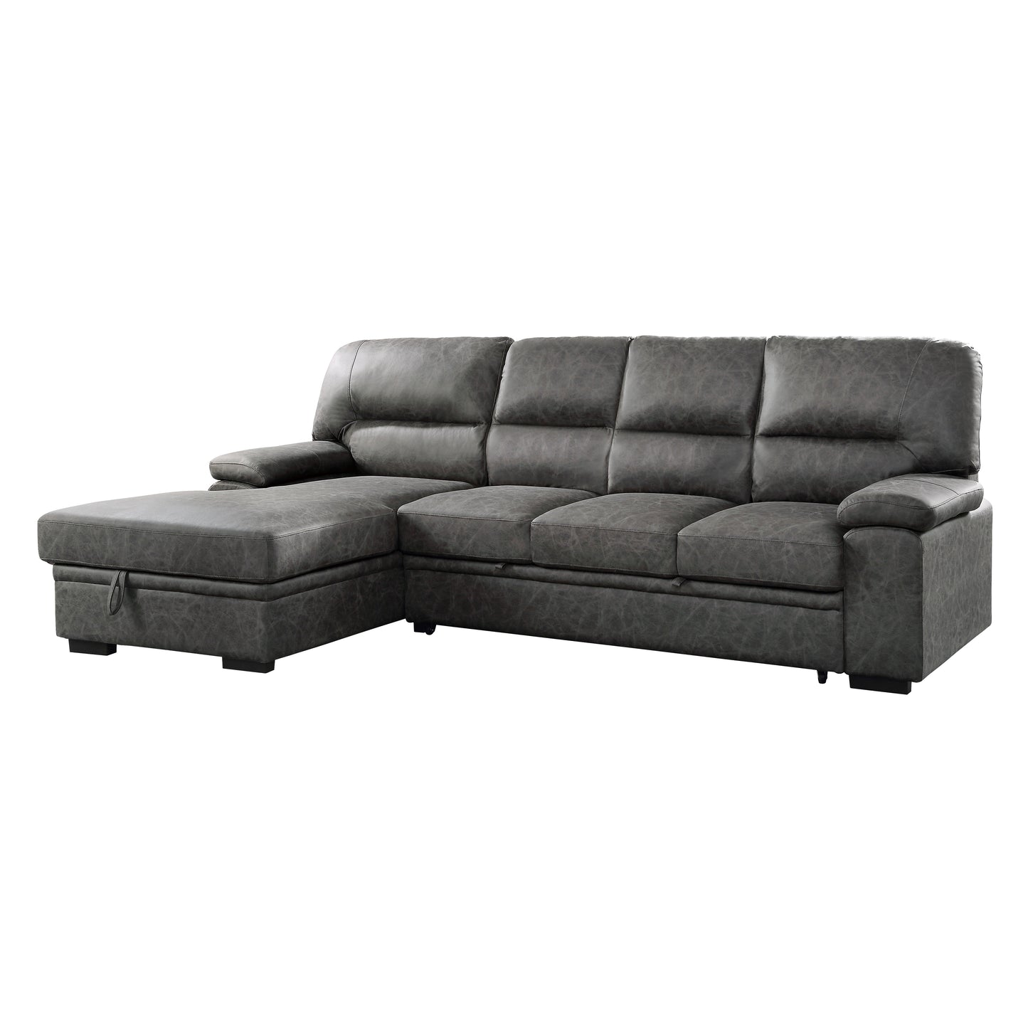 9407DG*2LC3R - (2)2-Piece Sectional with Pull-out Bed and Left Chaise with Hidden Storage