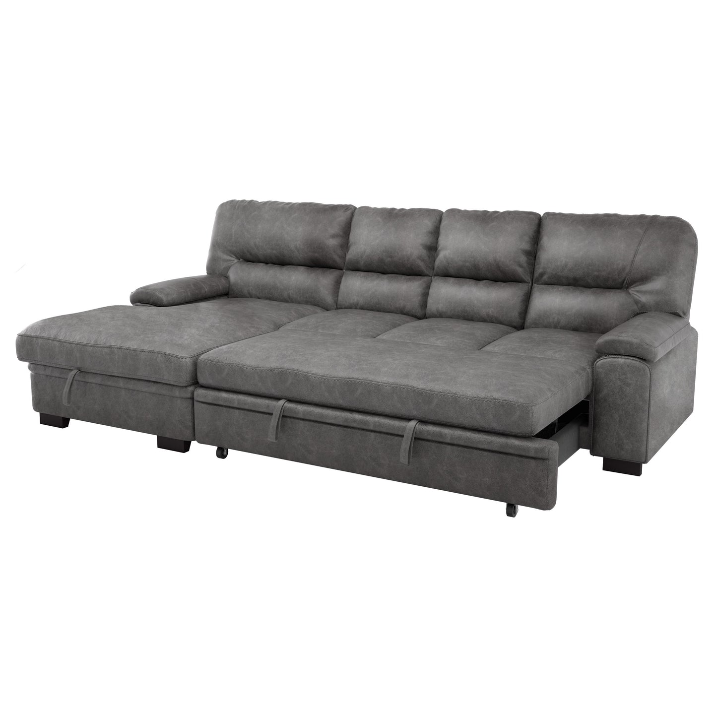 9407DG*2LC3R - (2)2-Piece Sectional with Pull-out Bed and Left Chaise with Hidden Storage