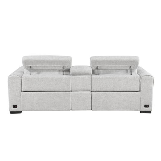 9455CLD-2CNPWH* - (3)Power Double Reclining Love Seat with Center Console and Power Headrests,  Charging Ports