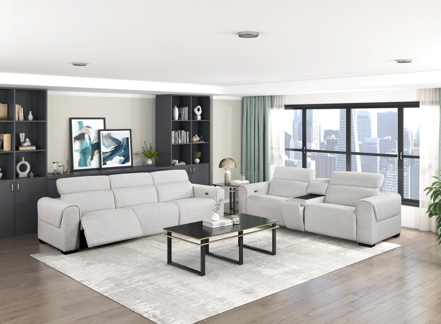 9455CLD-3PWH* - (3)Power Double Reclining Sofa with Power Headrests, Charging Ports