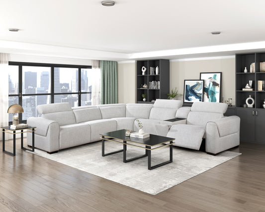 9455CLD*6LRRRPWH - (6)6-Piece Modular Power Reclining Sectional with Power Headrests, Charging Ports