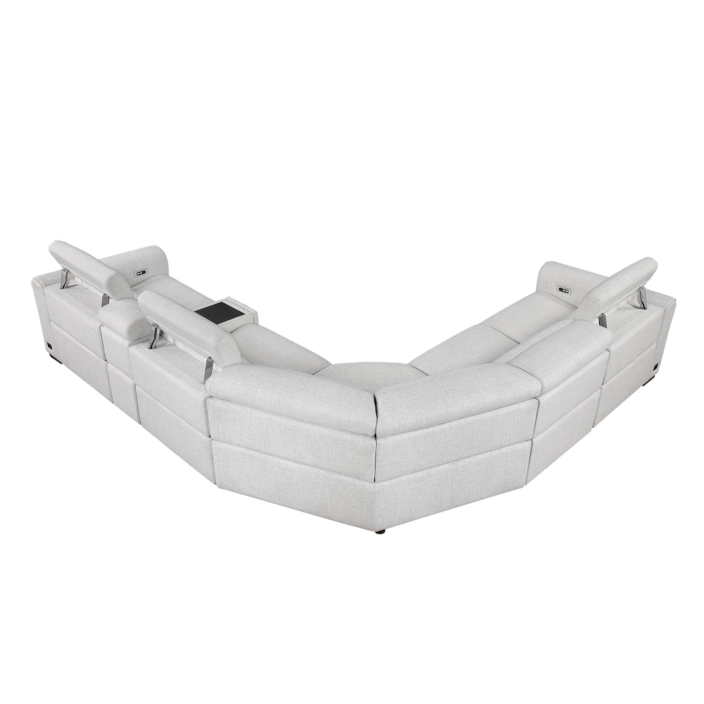 9455CLD*6LRRRPWH - (6)6-Piece Modular Power Reclining Sectional with Power Headrests, Charging Ports