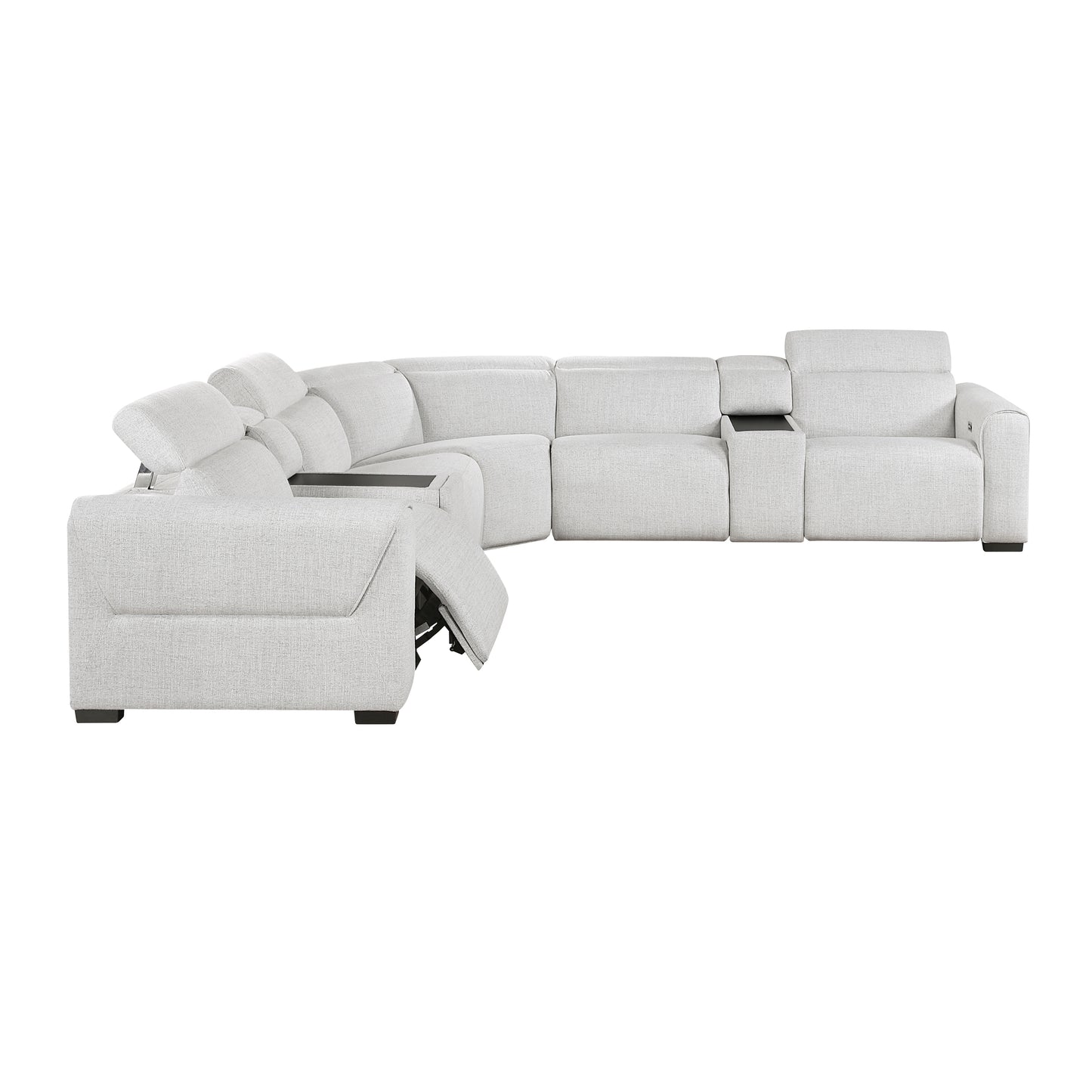 9455CLD*7LRRRPWH - (7)7-Piece Modular Power Reclining Sectional with Power Headrests