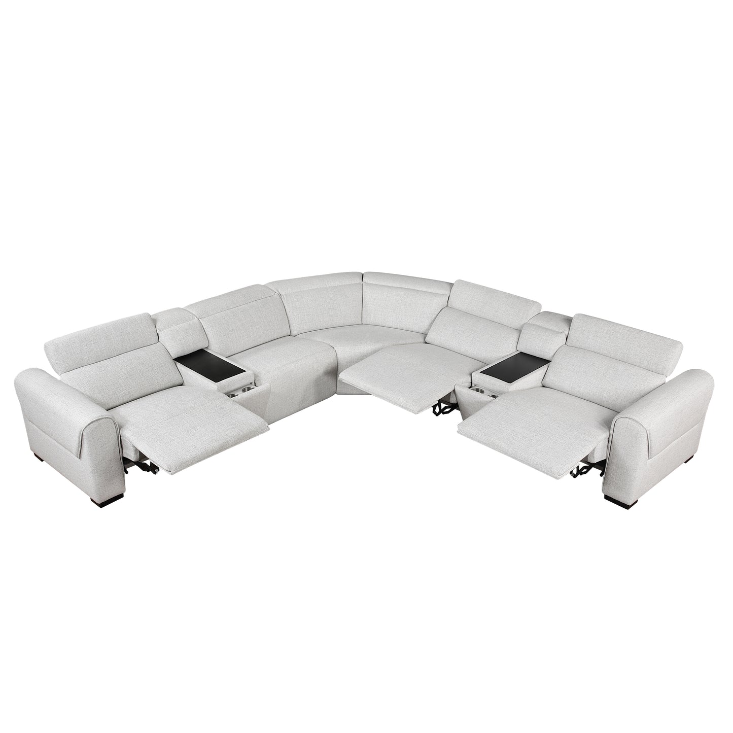 9455CLD*7LRRRPWH - (7)7-Piece Modular Power Reclining Sectional with Power Headrests