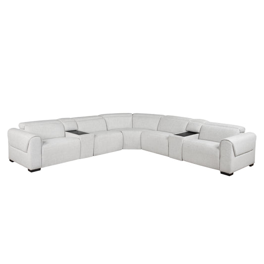 9455CLD*7LRRRPWH - (7)7-Piece Modular Power Reclining Sectional with Power Headrests