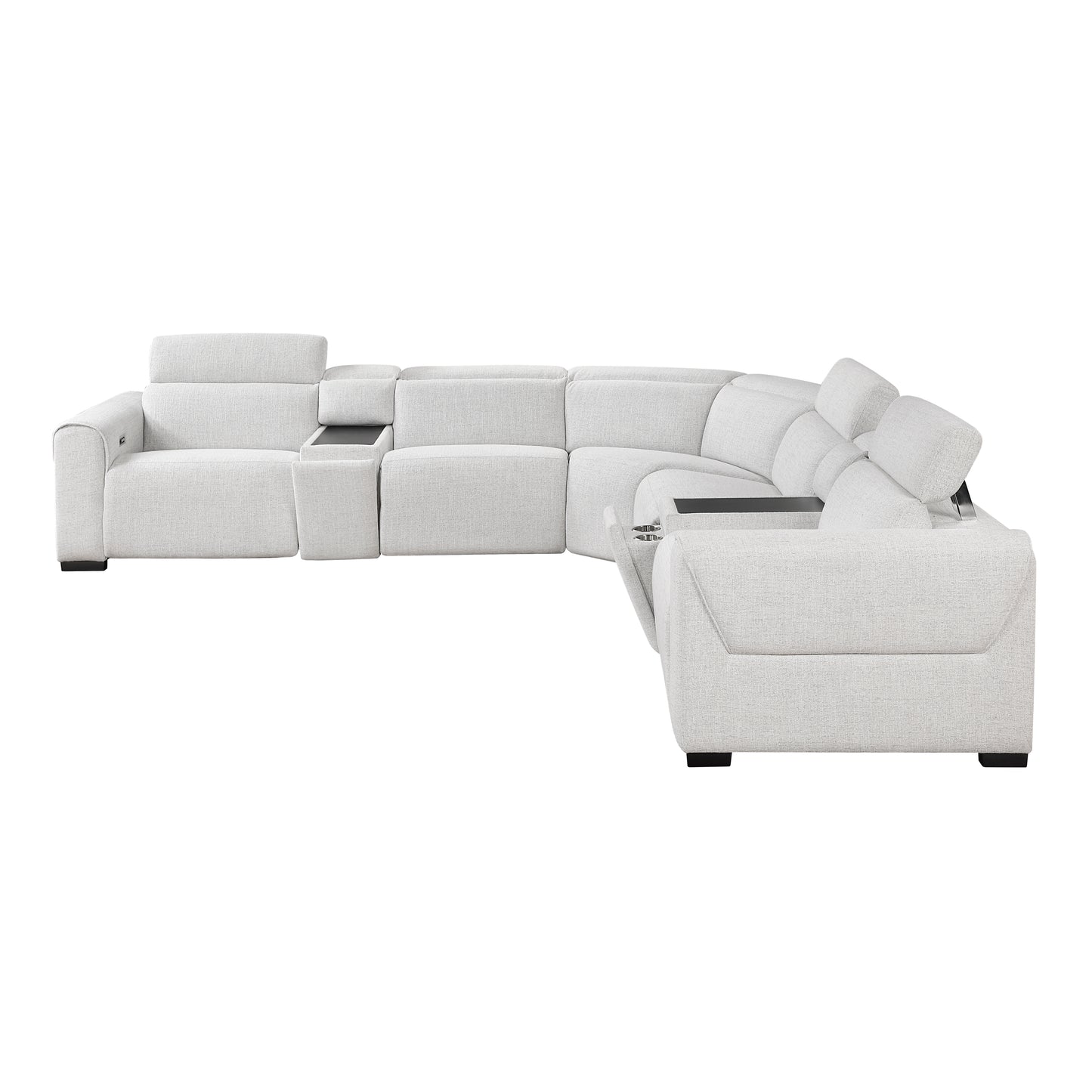 9455CLD*7LRRRPWH - (7)7-Piece Modular Power Reclining Sectional with Power Headrests
