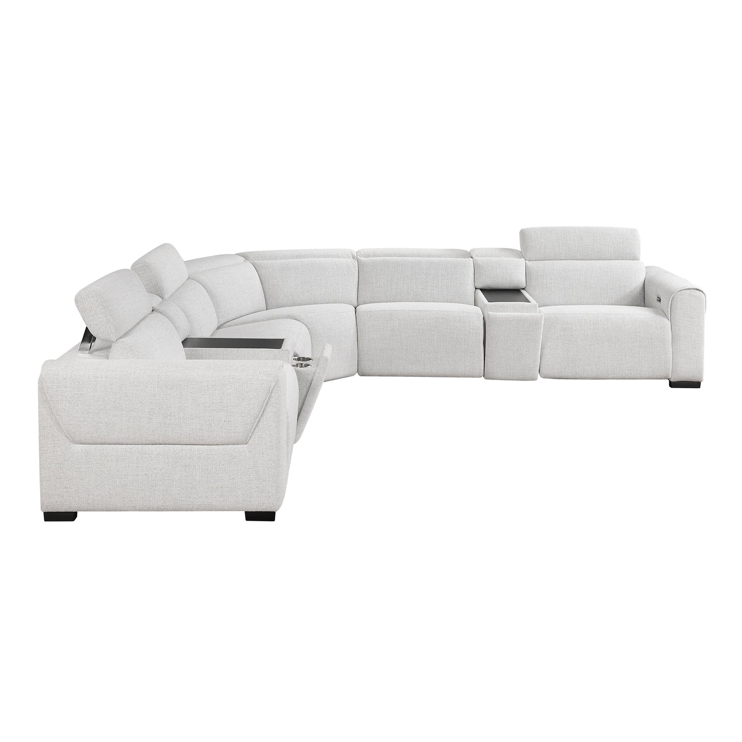 9455CLD*7LRRRPWH - (7)7-Piece Modular Power Reclining Sectional with Power Headrests