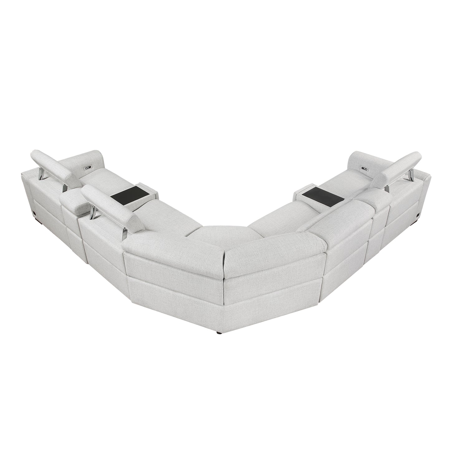 9455CLD*7LRRRPWH - (7)7-Piece Modular Power Reclining Sectional with Power Headrests