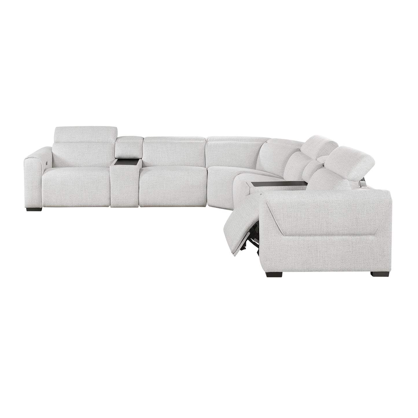 9455CLD*7LRRRPWH - (7)7-Piece Modular Power Reclining Sectional with Power Headrests