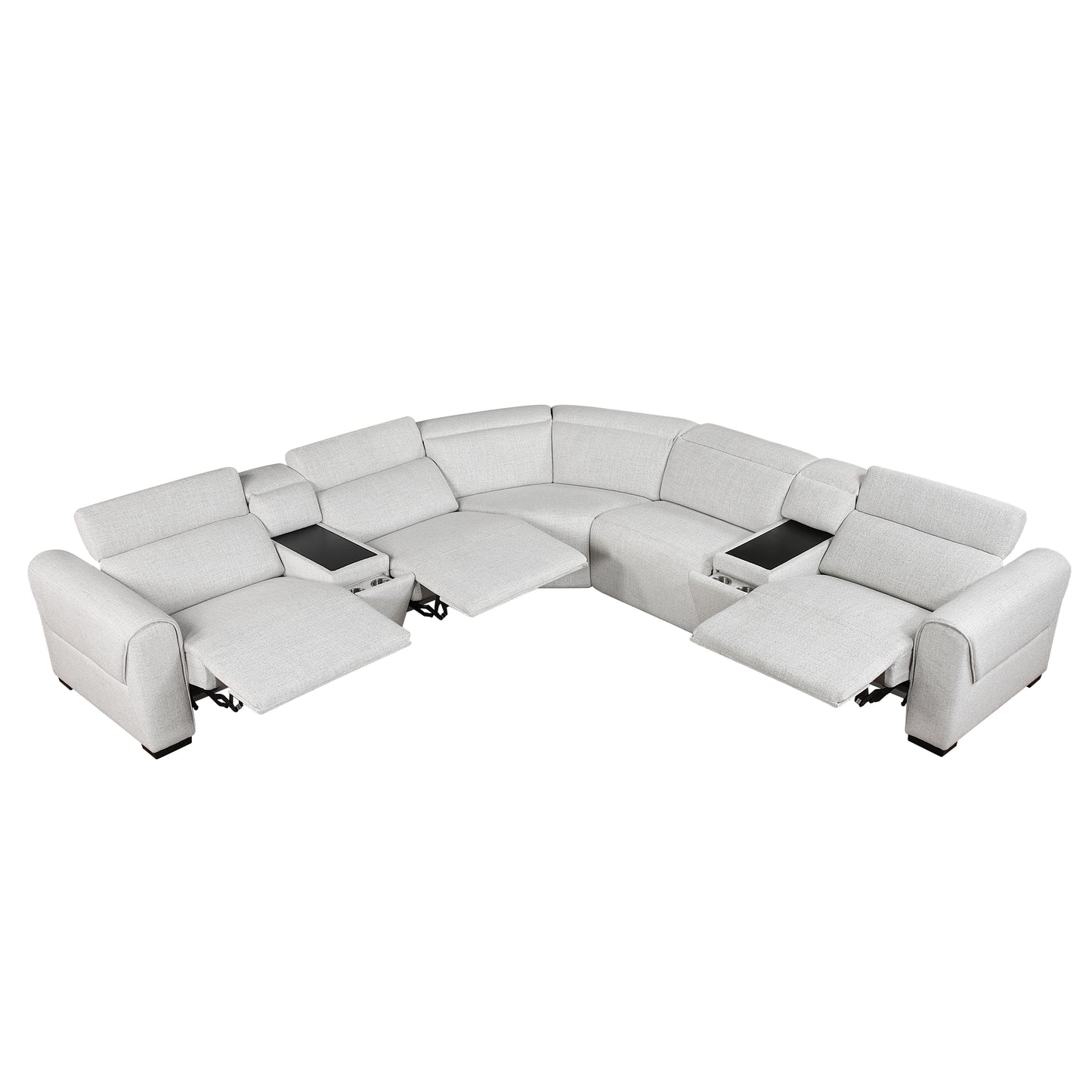 9455CLD*7LRRRPWH - (7)7-Piece Modular Power Reclining Sectional with Power Headrests