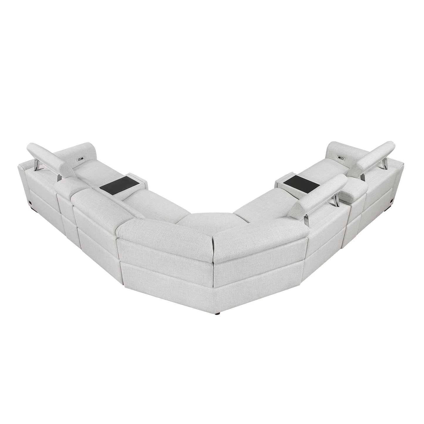 9455CLD*7LRRRPWH - (7)7-Piece Modular Power Reclining Sectional with Power Headrests