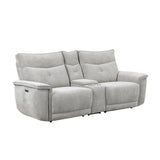 9509MGY-2CNPWH* - (3)Power Double Reclining Love Seat with Center Console, Power Headrests and USB Ports