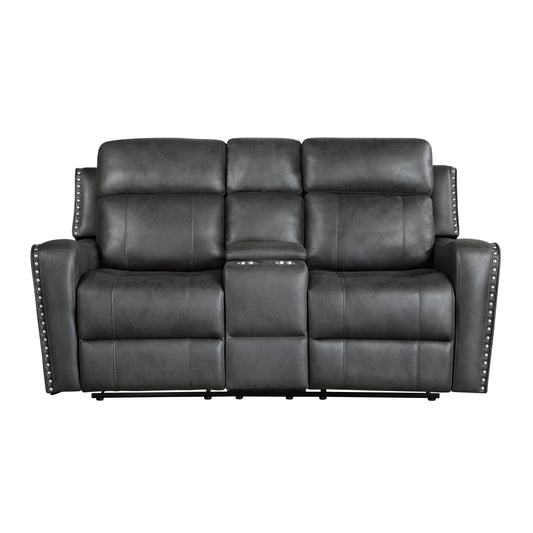 9515DGY-2PW - Power Double Reclining Love Seat with Center Console