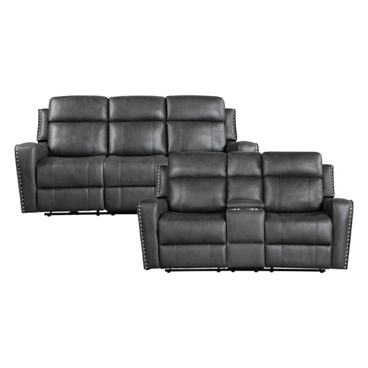 9515DGY*2PW - 2pc Set: Sofa, Love (Power)