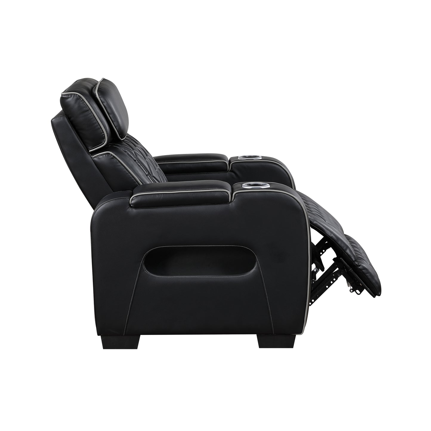 9516BLK-1PWH - Power Reclining Chair with Power Headrest, Cup holders and Storage Arms(Top and Side), Charging Ports and LED lighting