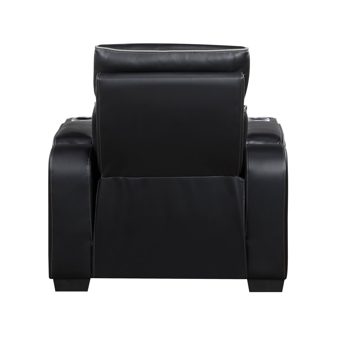 9516BLK-1PWH - Power Reclining Chair with Power Headrest, Cup holders and Storage Arms(Top and Side), Charging Ports and LED lighting