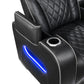 9516BLK-1PWH - Power Reclining Chair with Power Headrest, Cup holders and Storage Arms(Top and Side), Charging Ports and LED lighting