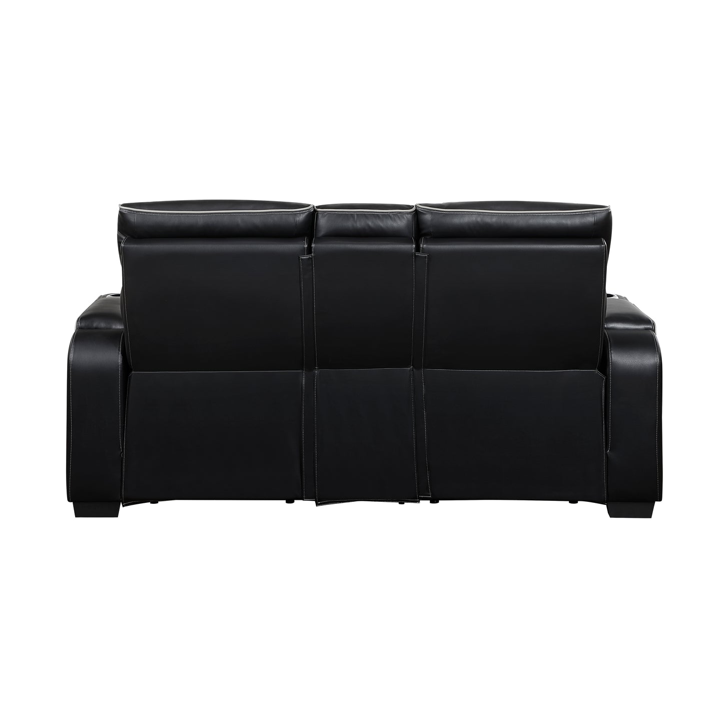 9516BLK-2PWH - Power Double Reclining Love Seat with Center Console, Power Headrests, Storage Arms(Top and Side), Cup holders, Charging Ports and LED lighting