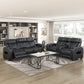 9516BLK-3PWH - Power Double Reclining Sofa with Center Drop-Down Cup Holders, Power Headrests, Storage Arms(Top and Side), Cup holders and Reading Lights, Two Wireless Chargers, Charging Ports and LED Lighting