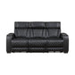 9516BLK-3PWH - Power Double Reclining Sofa with Center Drop-Down Cup Holders, Power Headrests, Storage Arms(Top and Side), Cup holders and Reading Lights, Two Wireless Chargers, Charging Ports and LED Lighting