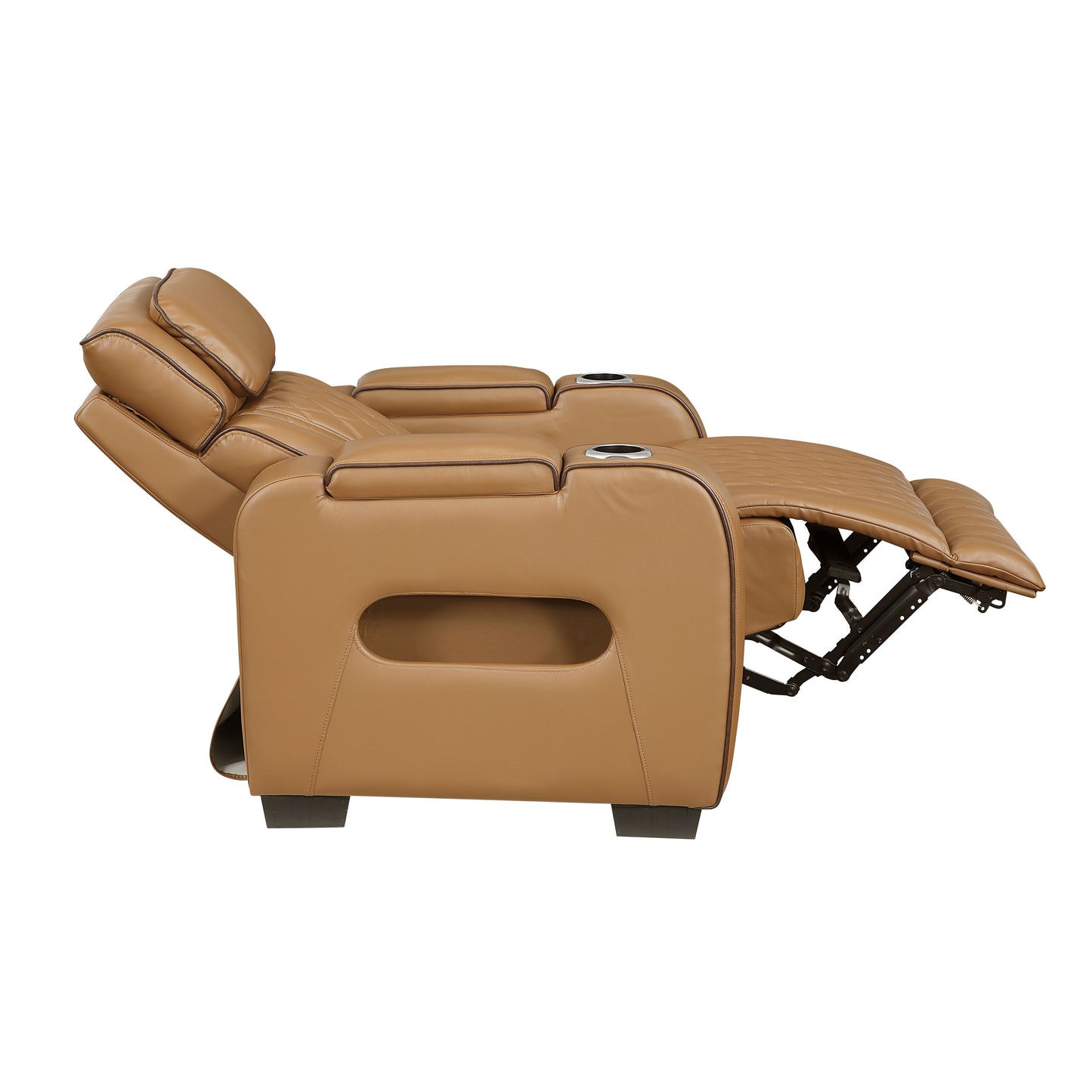 9516BRW-1PWH - Power Reclining Chair with Power Headrest, Cup holders and Storage Arms(Top and Side), Charging Ports and LED lighting