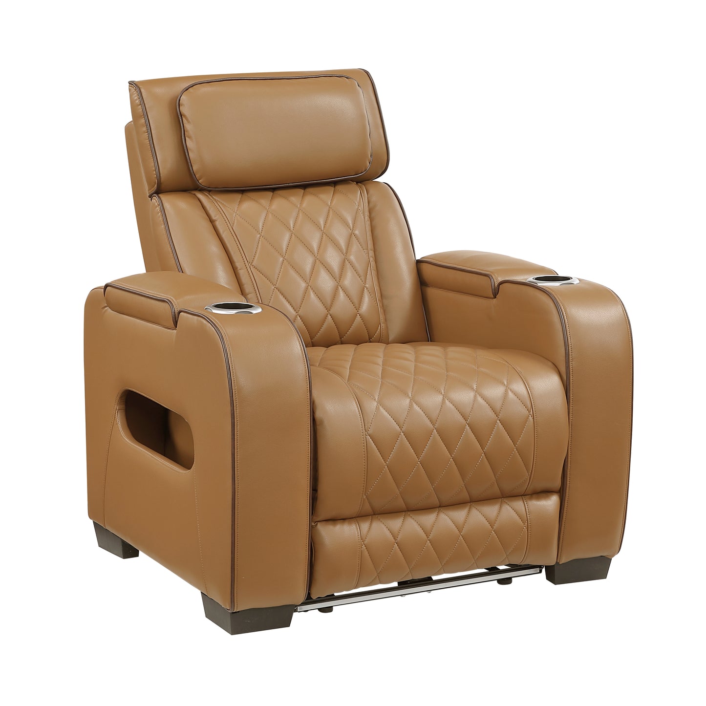 9516BRW-1PWH - Power Reclining Chair with Power Headrest, Cup holders and Storage Arms(Top and Side), Charging Ports and LED lighting